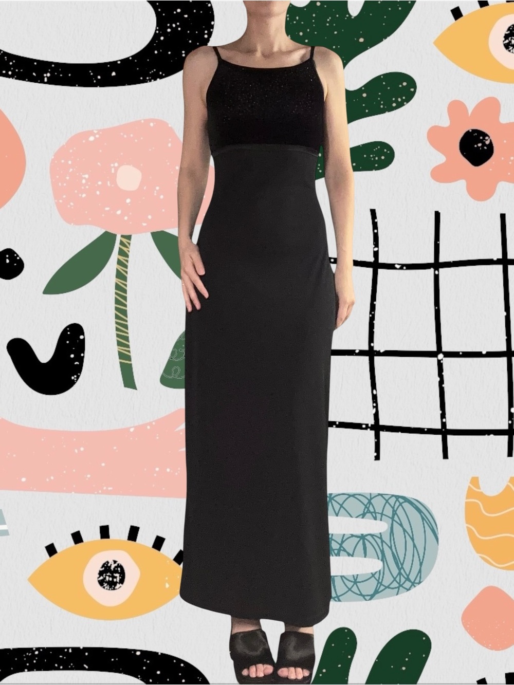 Byer Too! | Vintage Y2K Velvet Bust Maxi Dress